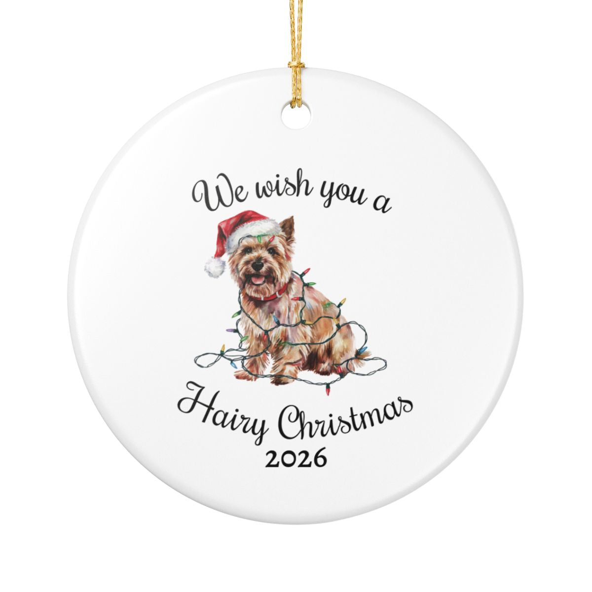 Christmas Cairn Terrier Ornament, Cairn Terrier Mom, Christmas Lights Dog Keepsake, Christmas Dog, Gift For Dog Lover, Cairn Terrier