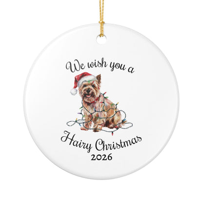 Christmas Cairn Terrier Ornament, Cairn Terrier Mom, Christmas Lights Dog Keepsake, Christmas Dog, Gift For Dog Lover, Cairn Terrier