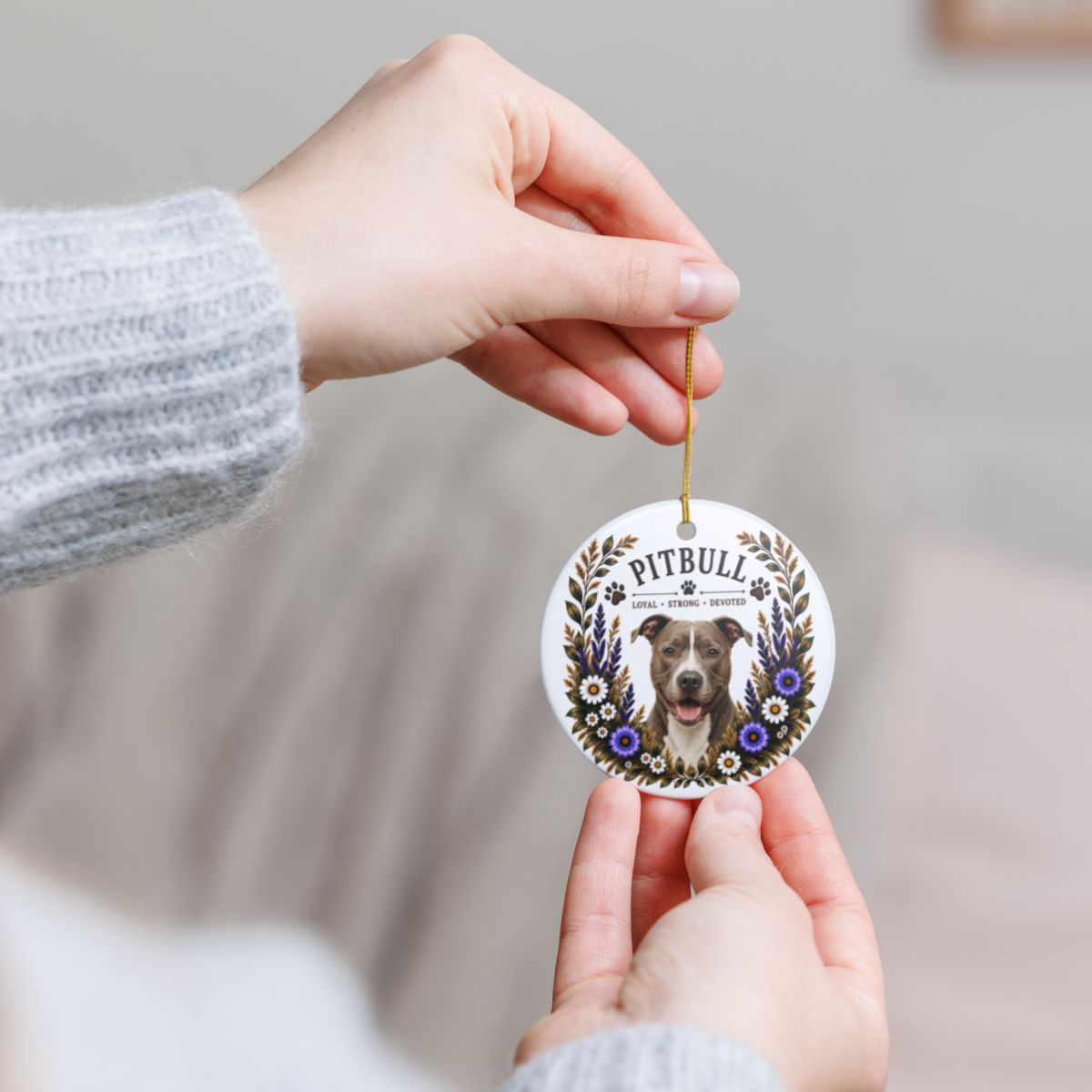 Pit Bull Ornament, Pitbull Lover Gift, Pit Bull Mom Gift, Dog Breed Keepsake
