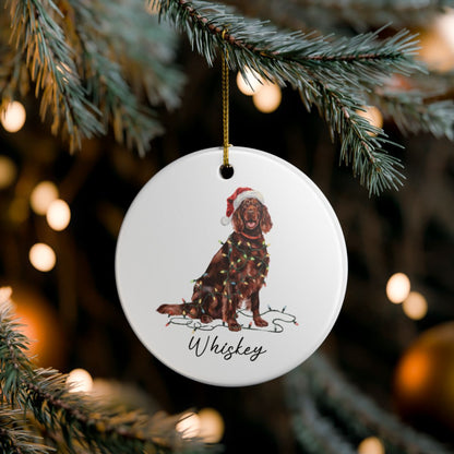 Personalized Irish Setter Christmas Ornament, Dog Lover Holiday Keepsake, Ceramic Tree Decor
