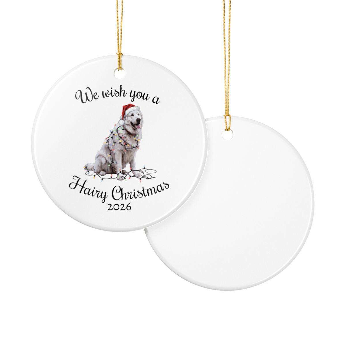 Christmas Great Pyrenees Ornament, Christmas Lights Dog Keepsake