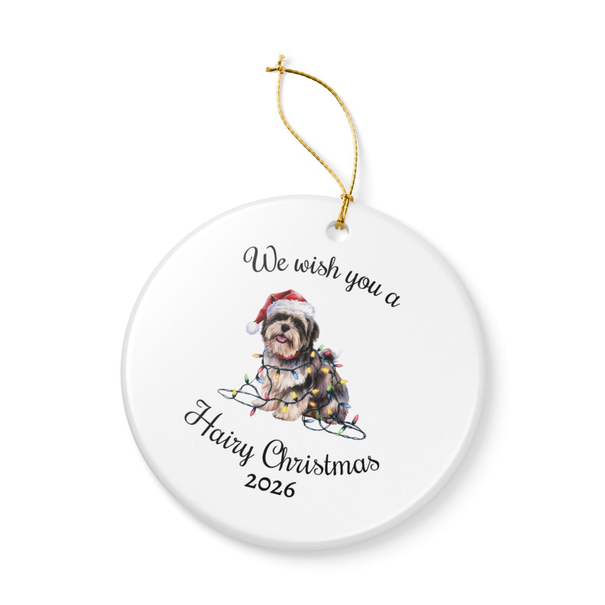 Christmas Lhasa Apso Ornament, Christmas Lights Dog Keepsake