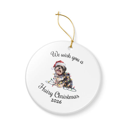 Christmas Lhasa Apso Ornament, Christmas Lights Dog Keepsake