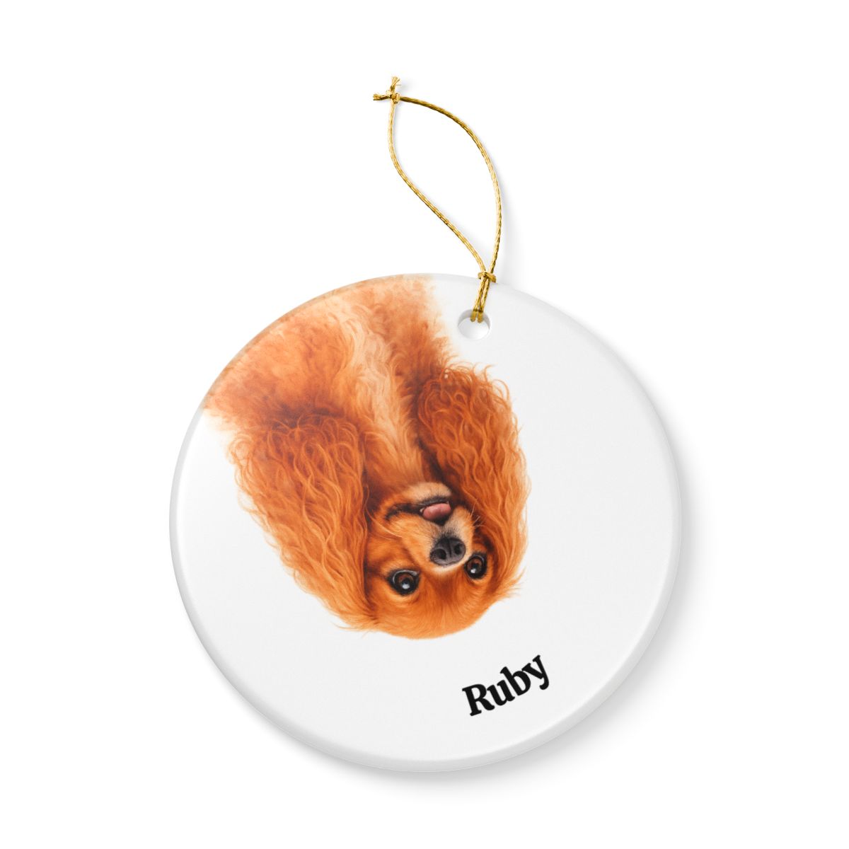 Upside down Personalized Pet Photo Ornament, Custom Dog Cat Memorial Ornament with Name, Watercolor Gift