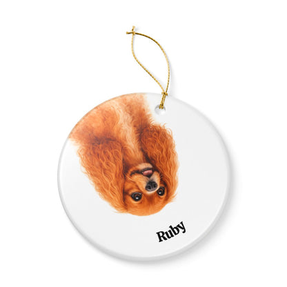 Upside down Personalized Pet Photo Ornament, Custom Dog Cat Memorial Ornament with Name, Watercolor Gift