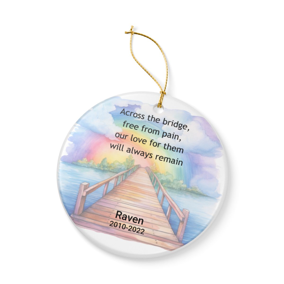 Pet Memorial Two-Sided Ornament, Rainbow Bridge Keepsake, Dog Cat Loss Sympathy Gift