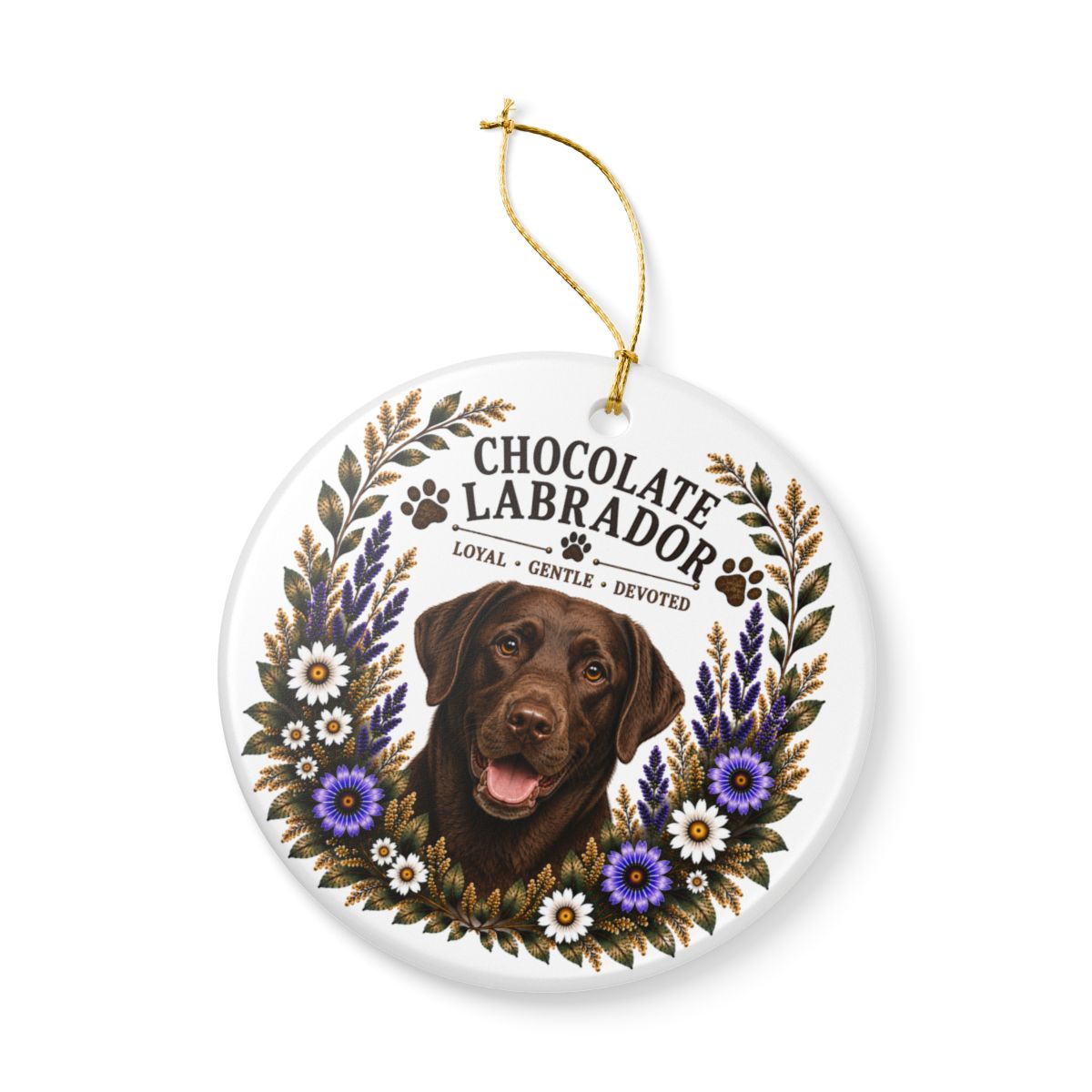 Chocolate Lab Loyal • Gentle • Devoted Ornament