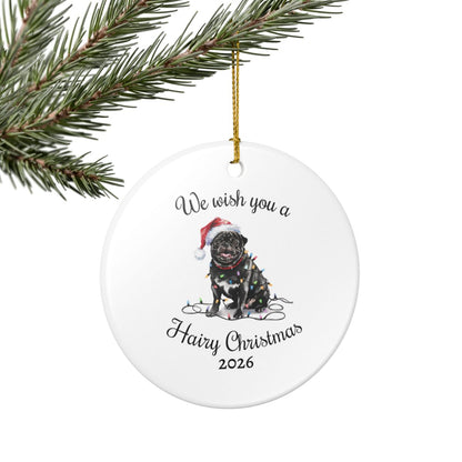 Christmas Black Pug Ornament, Pug Mom, Christmas Lights Dog Keepsake