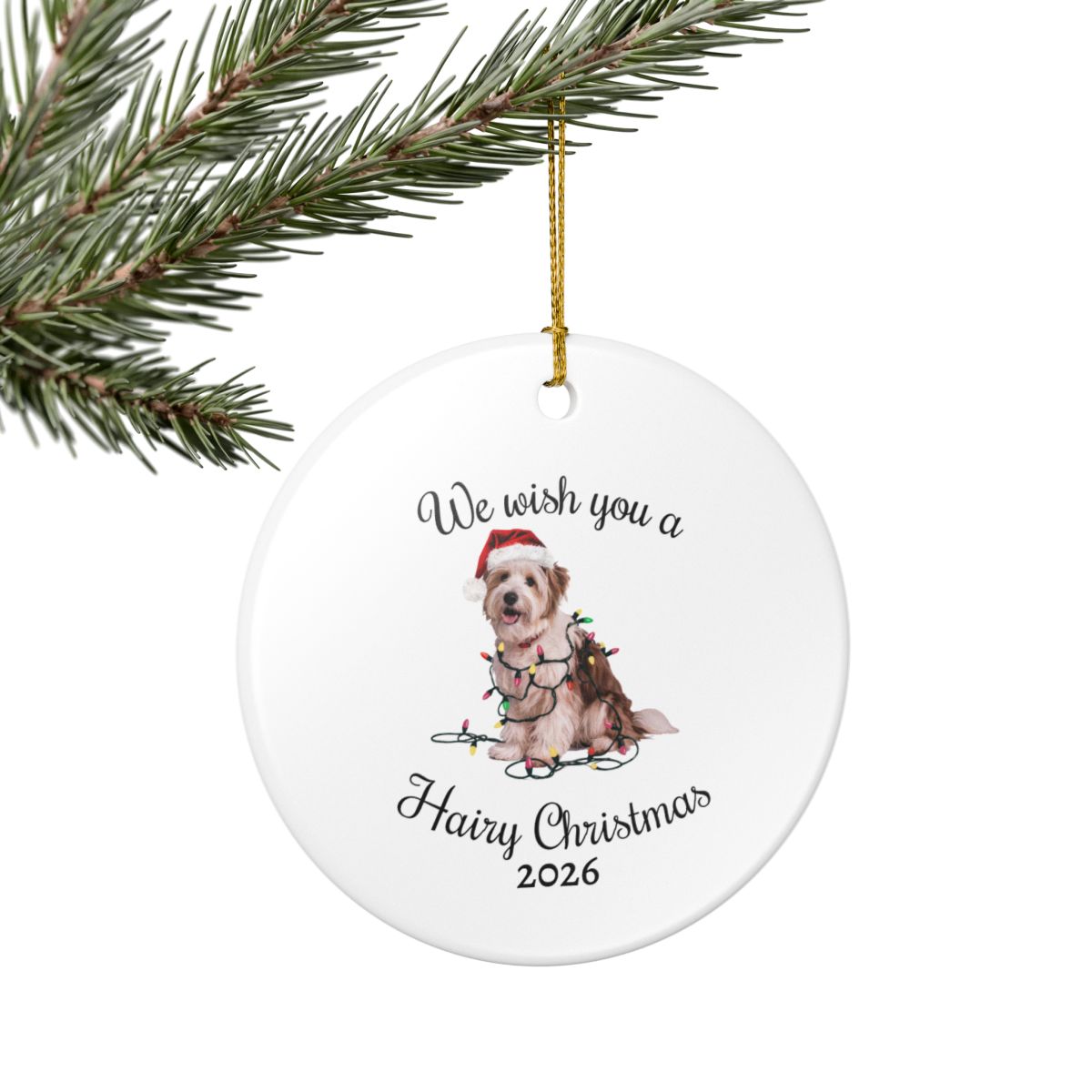 Christmas Coton De Tulear Ornament, Christmas Lights Dog Keepsake