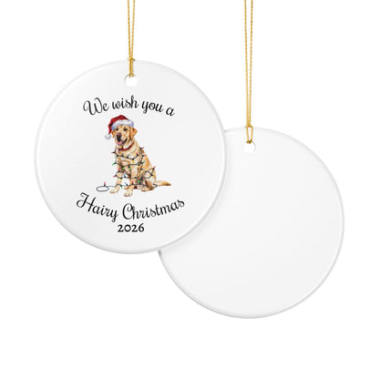 Christmas Yellow Labrador Ornament, Christmas Lights Dog Keepsake
