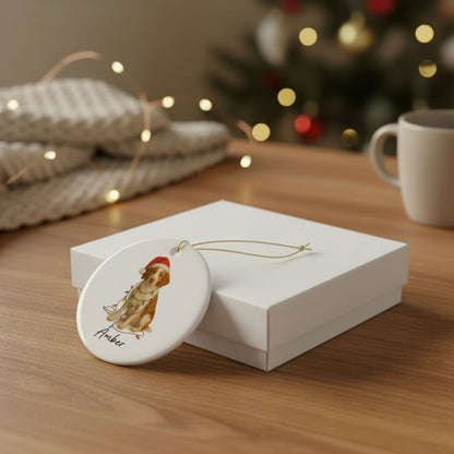 Personalized Brittany Spaniel Ornament, Ceramic Dog Lover Christmas Keepsake