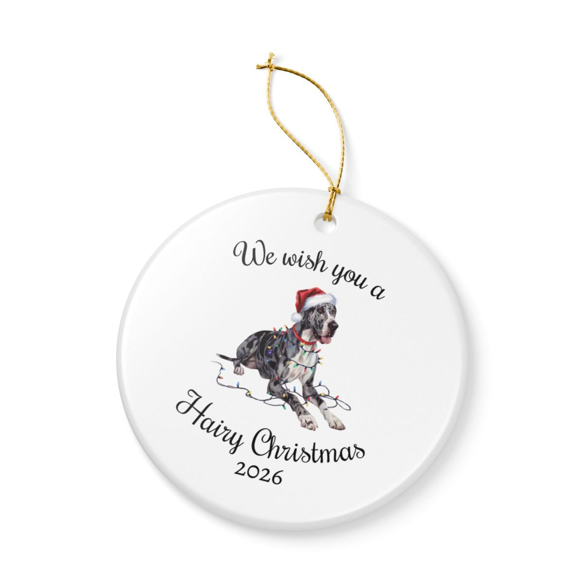 Christmas Great Dane Ornament, Christmas Lights Dog Keepsake