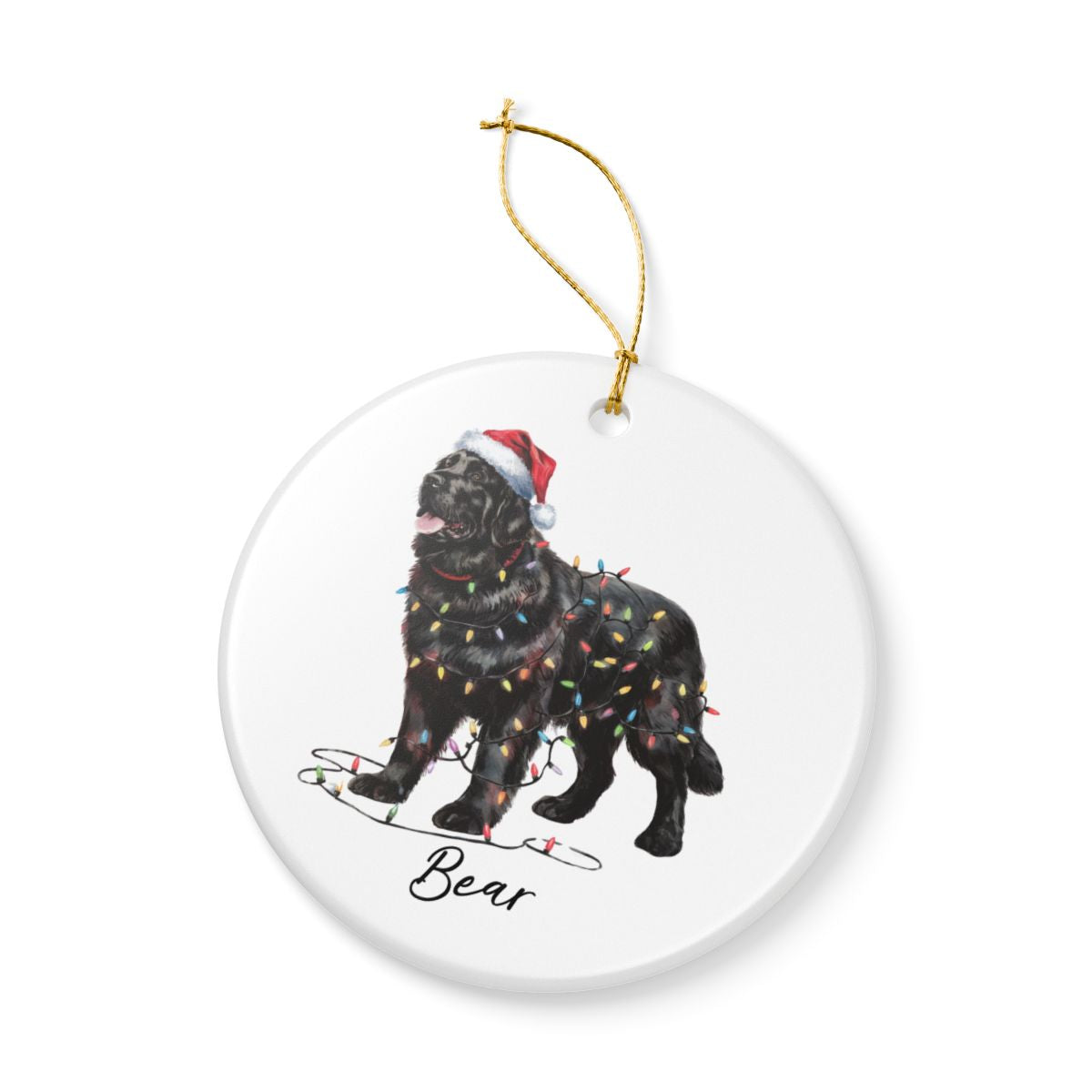Black Newfoundland Ornament, Personalized Dog Keepsake