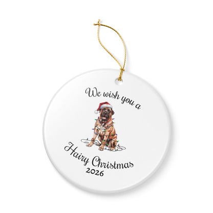 Christmas Mastiff Ornament, Christmas Lights Dog Keepsake