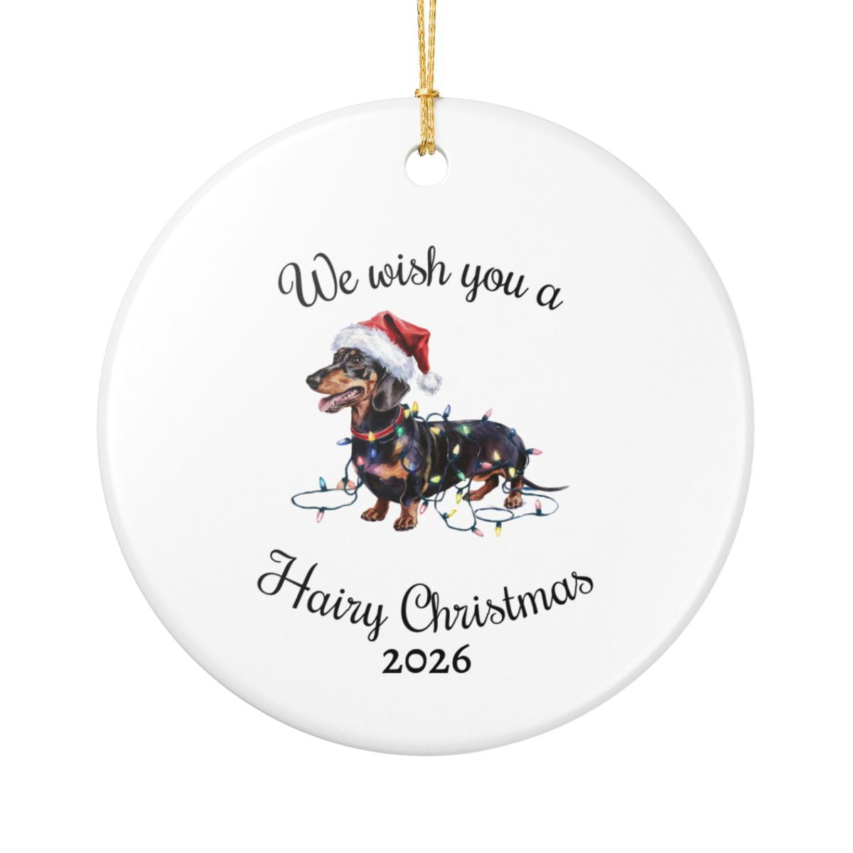 Christmas Dachshund Ornament, Christmas Lights Dog Keepsake