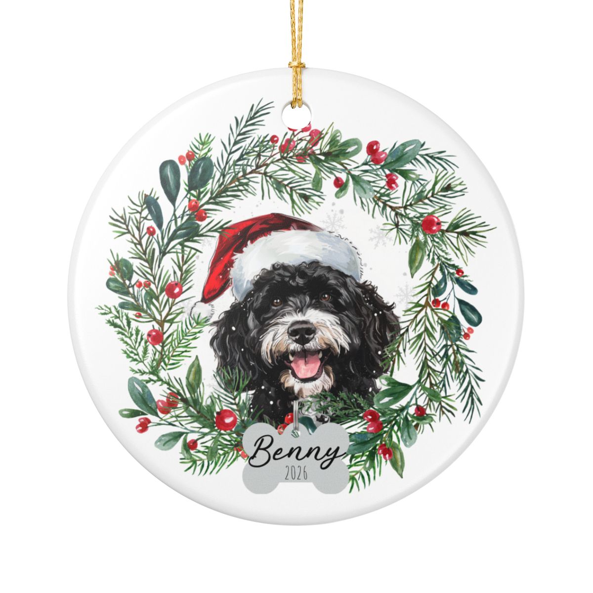 Personalized Portuguese Water Dog Christmas Ornament