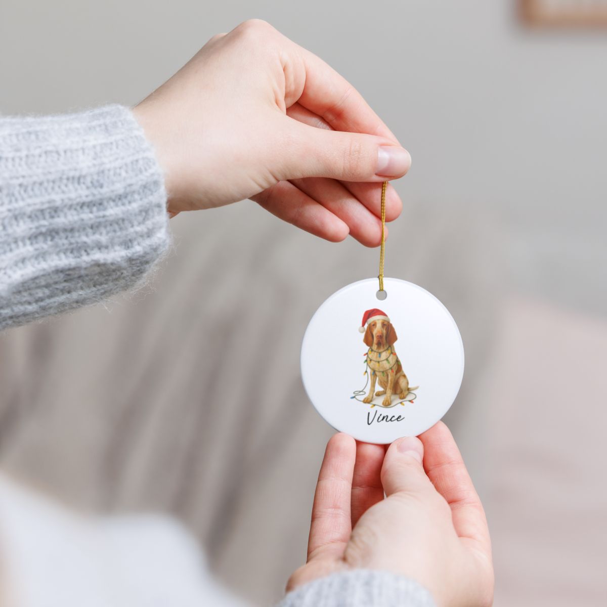 Personalized Bracco Italiano Ornament, Dog Lover Christmas Tree Decoration, Ceramic Pet Keepsake