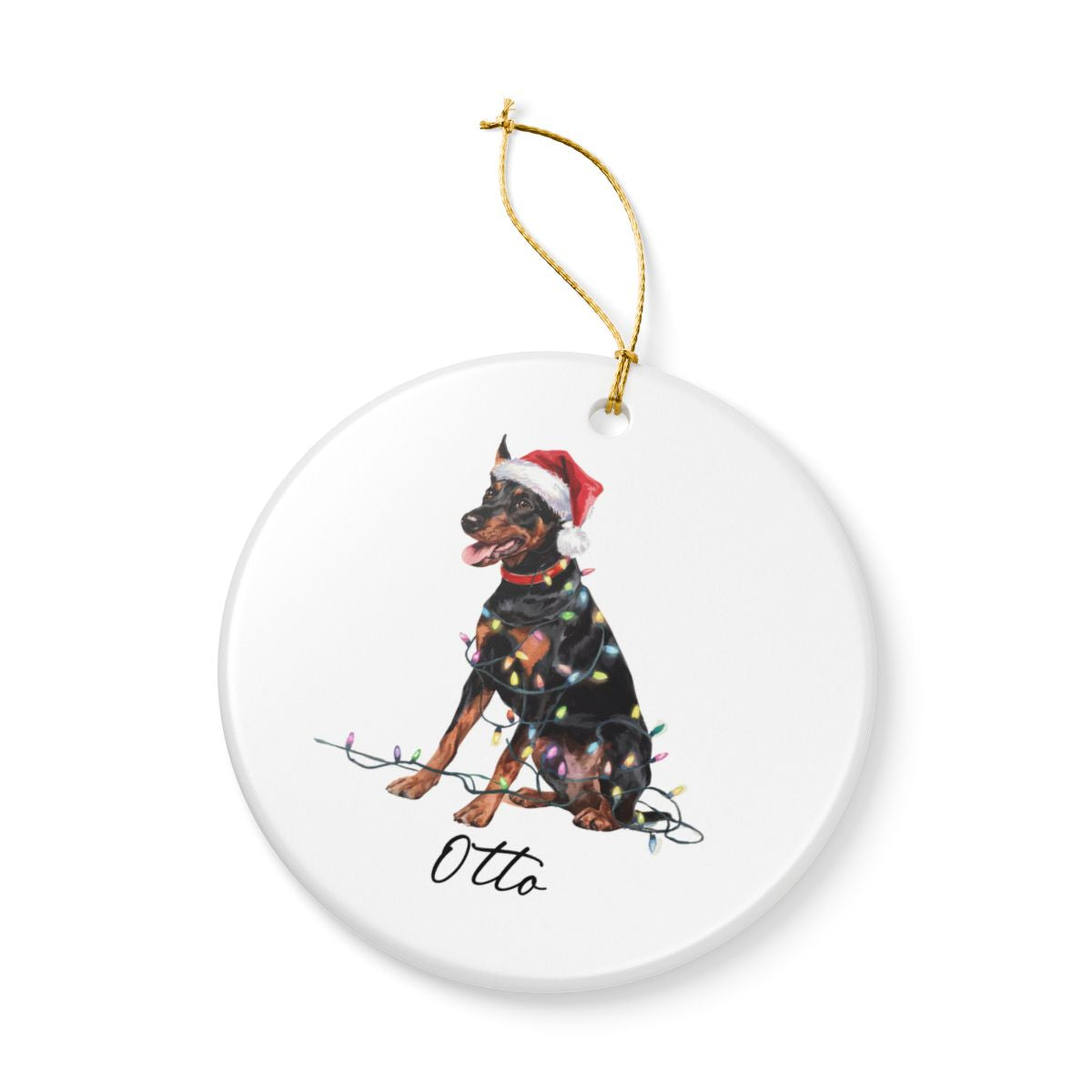 Personalized German Pinscher Christmas Ornament, Custom Dog Holiday Keepsake, Ceramic Pet Lover Decor