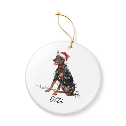 Personalized German Pinscher Christmas Ornament, Custom Dog Holiday Keepsake, Ceramic Pet Lover Decor