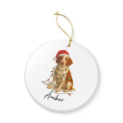 Personalized Brittany Spaniel Ornament, Ceramic Dog Lover Christmas Keepsake