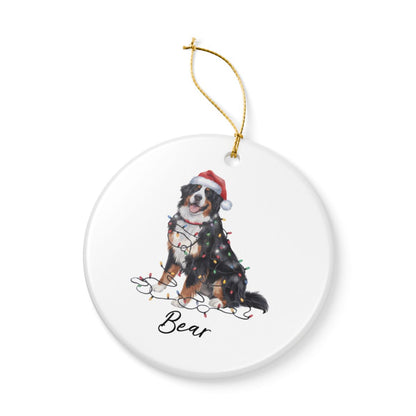 Personalized Ceramic Bernese Mountain Dog Christmas Ornament, Pet Holiday Tree Decor