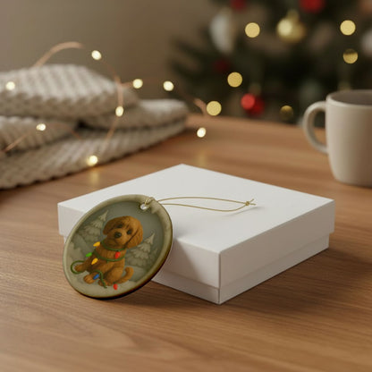Personalized Labradoodle Christmas Ornament, 3D Clay-Style Dog Keepsake with Lights