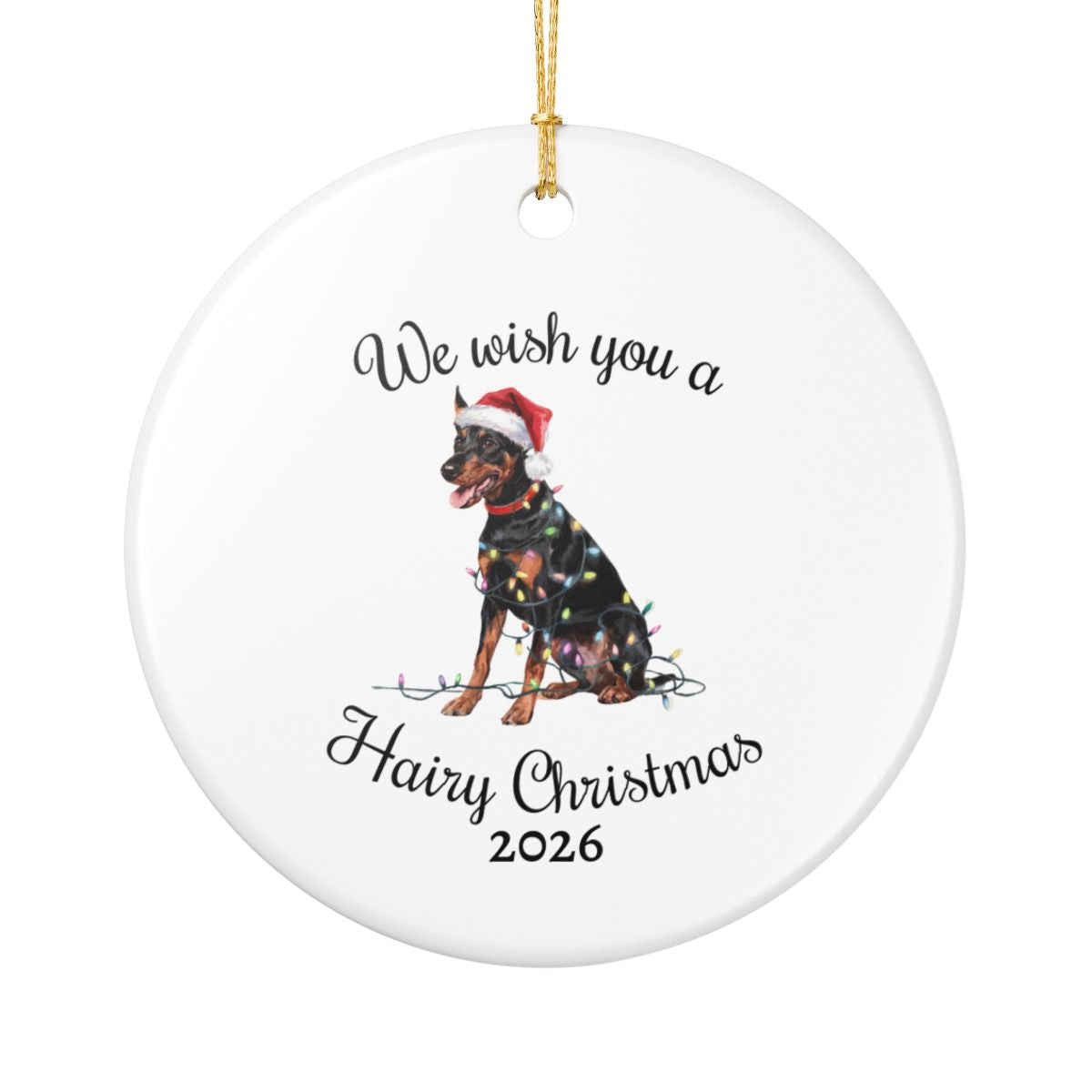 Christmas German Pinscher Ornament, Christmas Lights Dog Keepsake