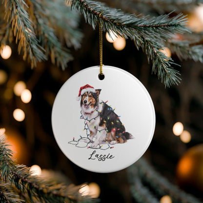 Personalized Collie Christmas Ornament, Custom Dog Ornament, Pet Name Holiday Keepsake