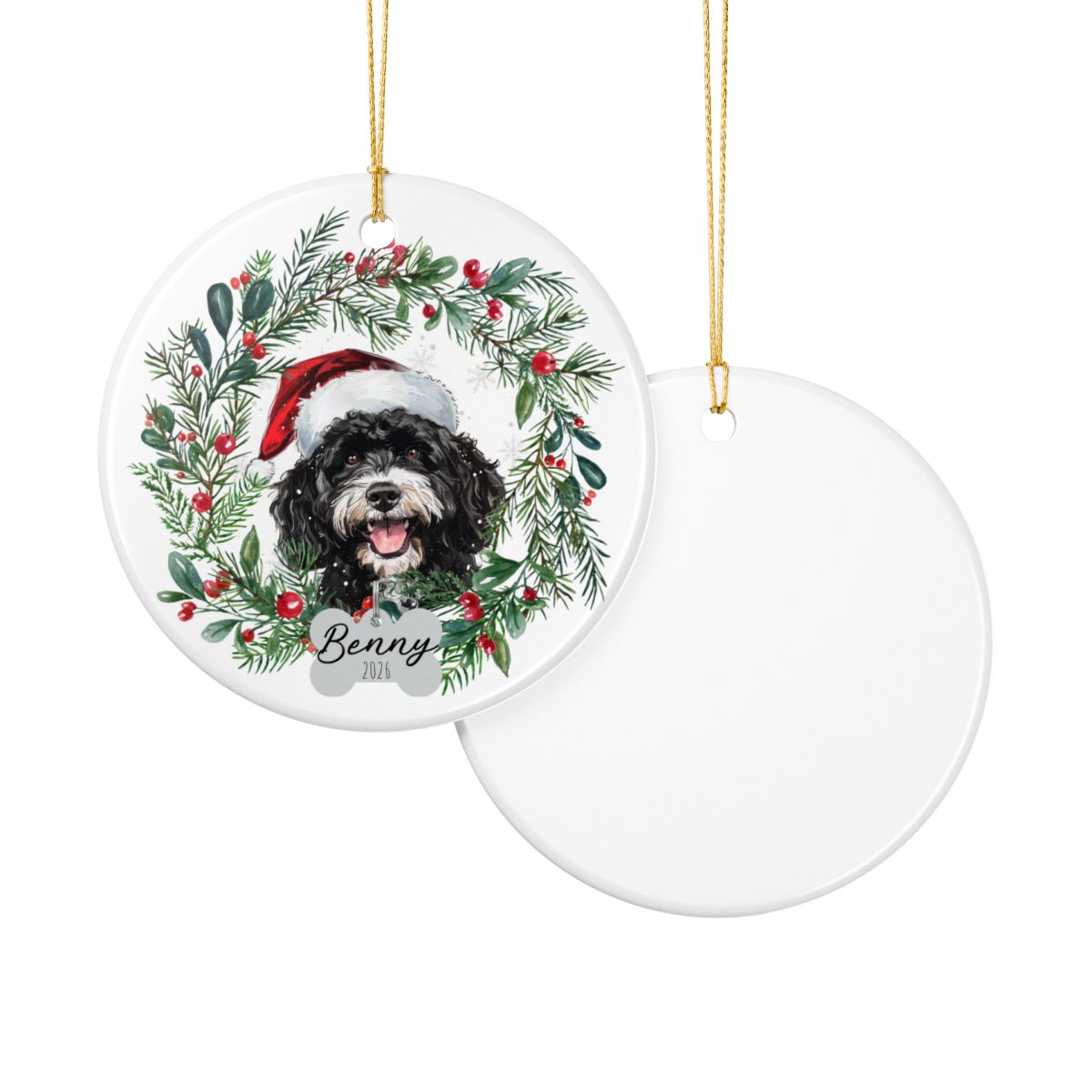 Personalized Portuguese Water Dog Christmas Ornament