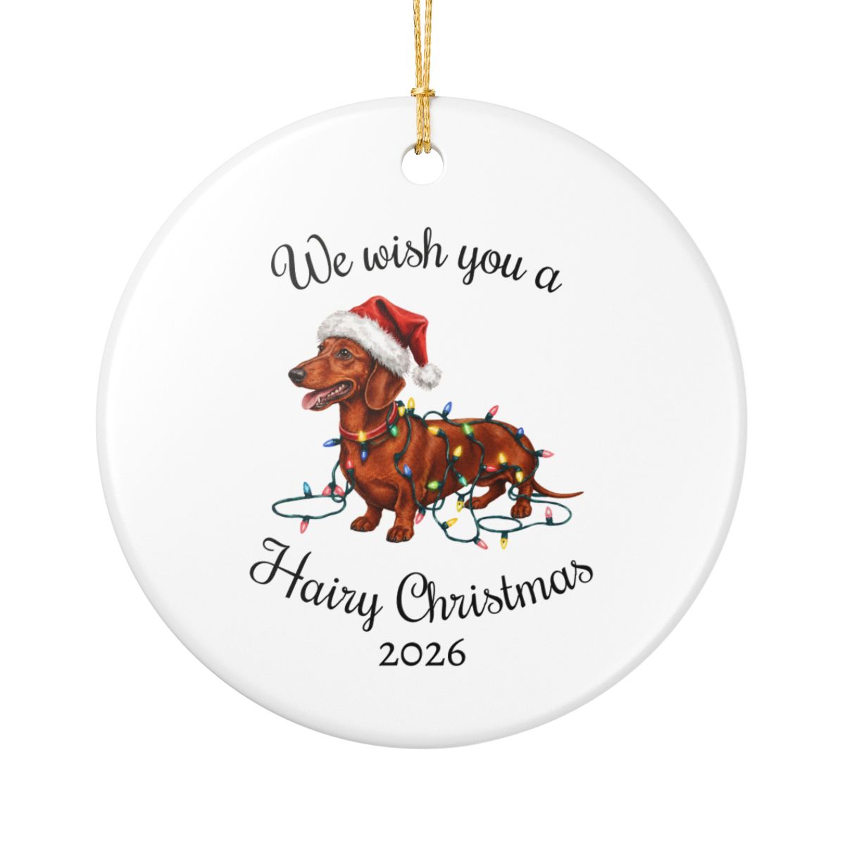 Red Dachshund Christmas Lights Ornament