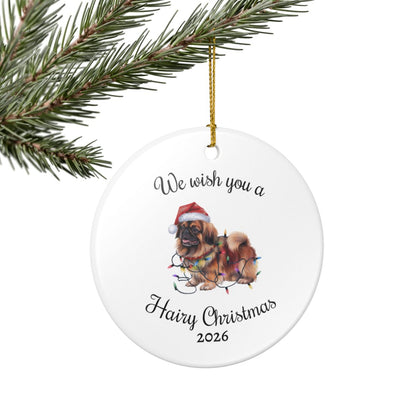 Christmas Pekingese Ornament, Christmas Lights Dog Keepsake