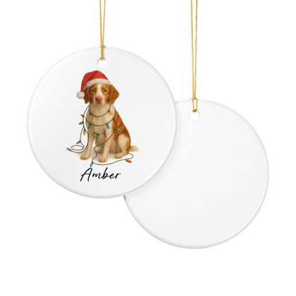 Personalized Brittany Spaniel Ornament, Ceramic Dog Lover Christmas Keepsake