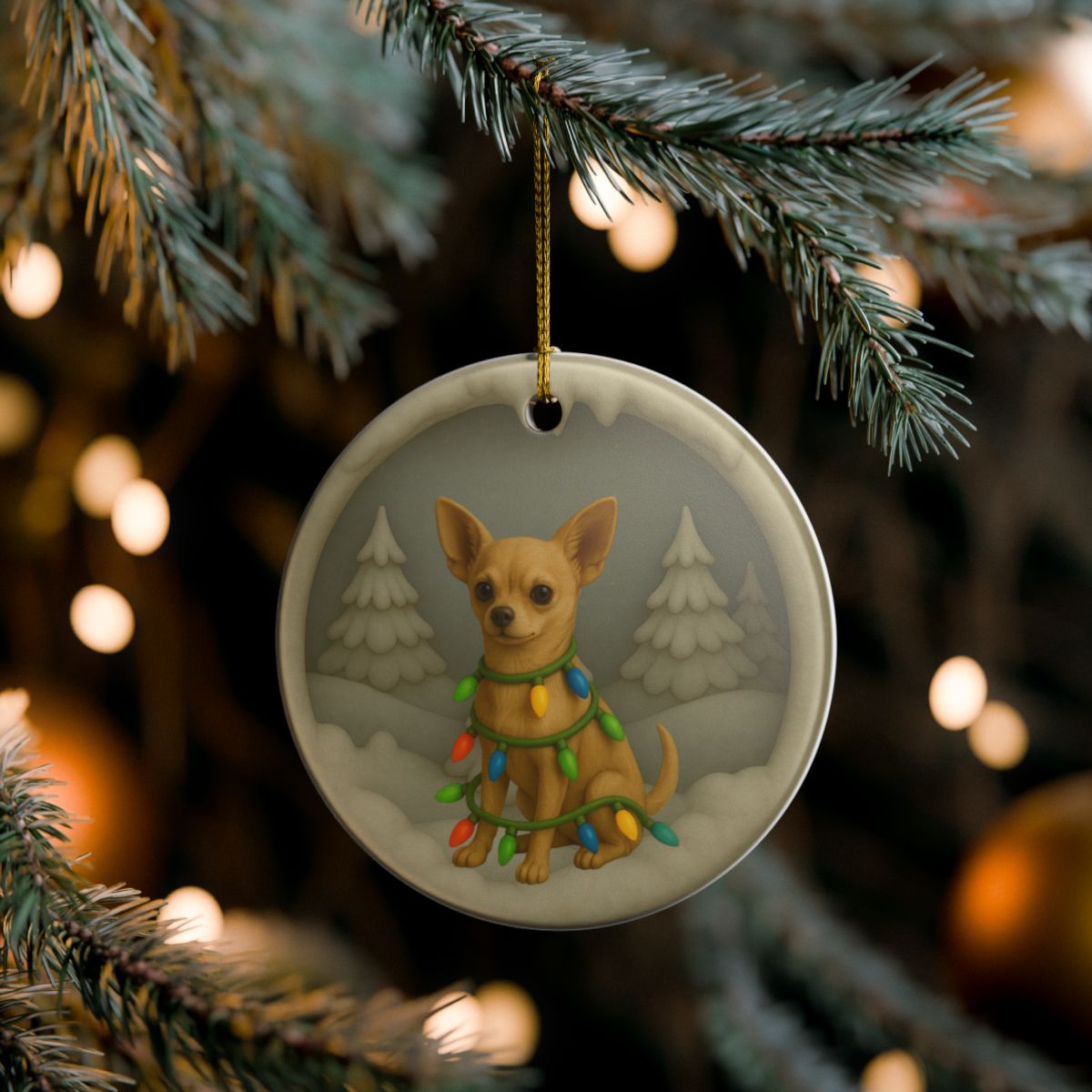 Personalized Chihuahua Christmas 3D Clay-Style Ornament