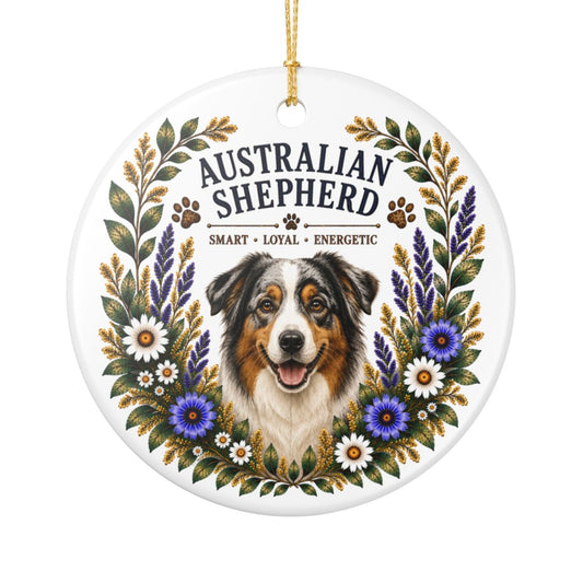 Australian Shepherd Ornament, Aussie Dog Christmas Ornament, Gift for Australian Shepherd Lovers