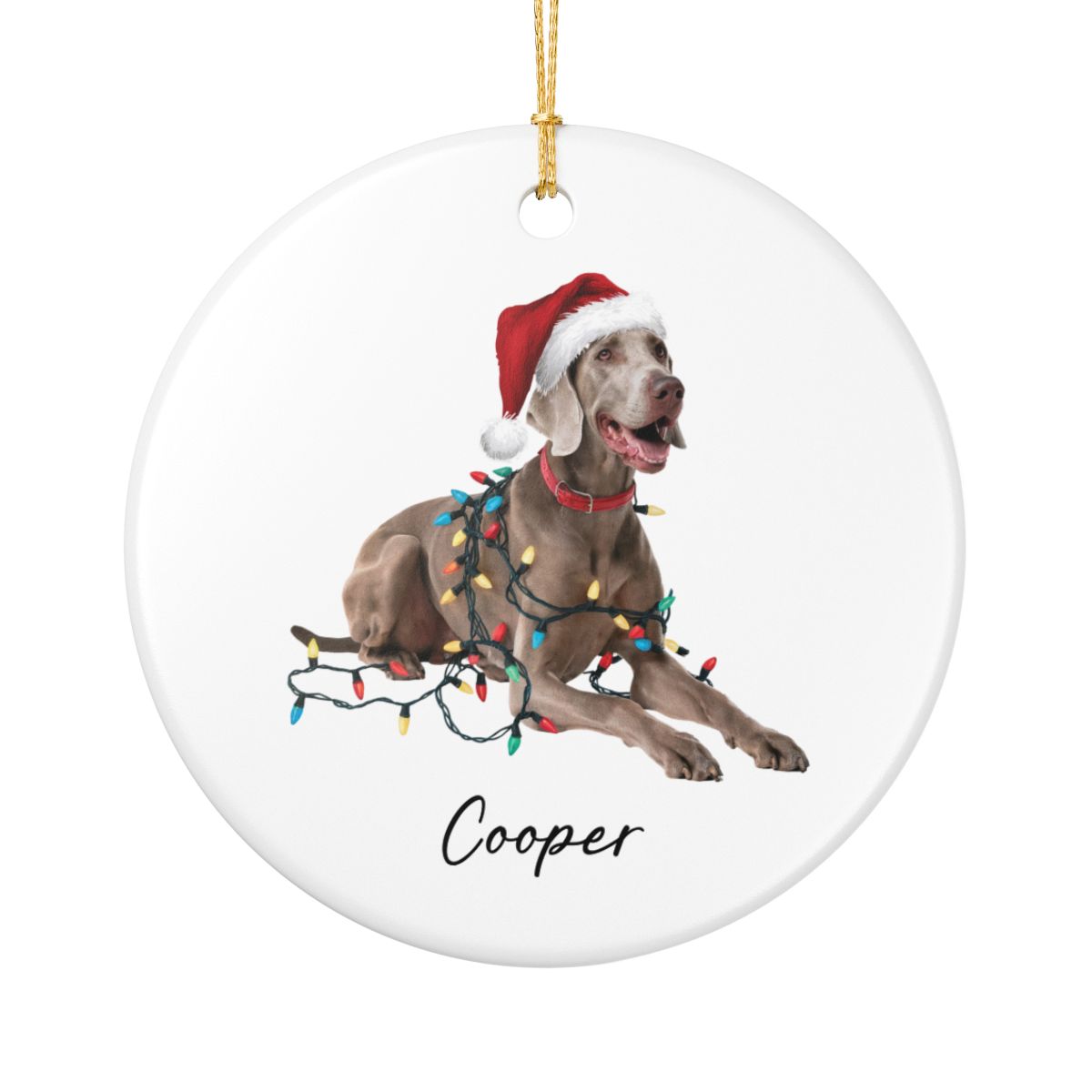 Weimaraner Ornament, Personalized Christmas Dog Gift