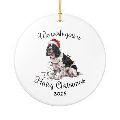 Christmas Black Springer Spaniel Ornament, Christmas Lights Dog Keepsake