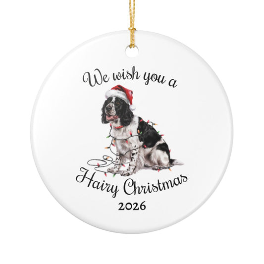 Christmas Black Springer Spaniel Ornament, Christmas Lights Dog Keepsake
