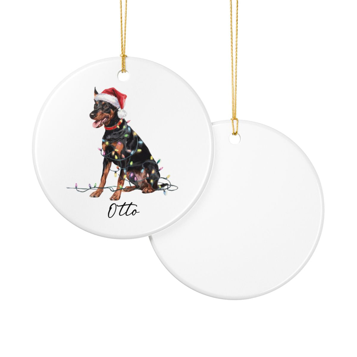 Personalized German Pinscher Christmas Ornament, Custom Dog Holiday Keepsake, Ceramic Pet Lover Decor