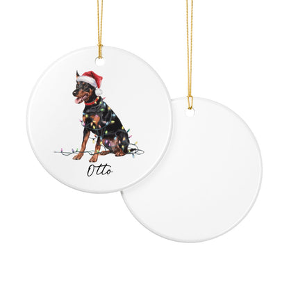 Personalized German Pinscher Christmas Ornament, Custom Dog Holiday Keepsake, Ceramic Pet Lover Decor
