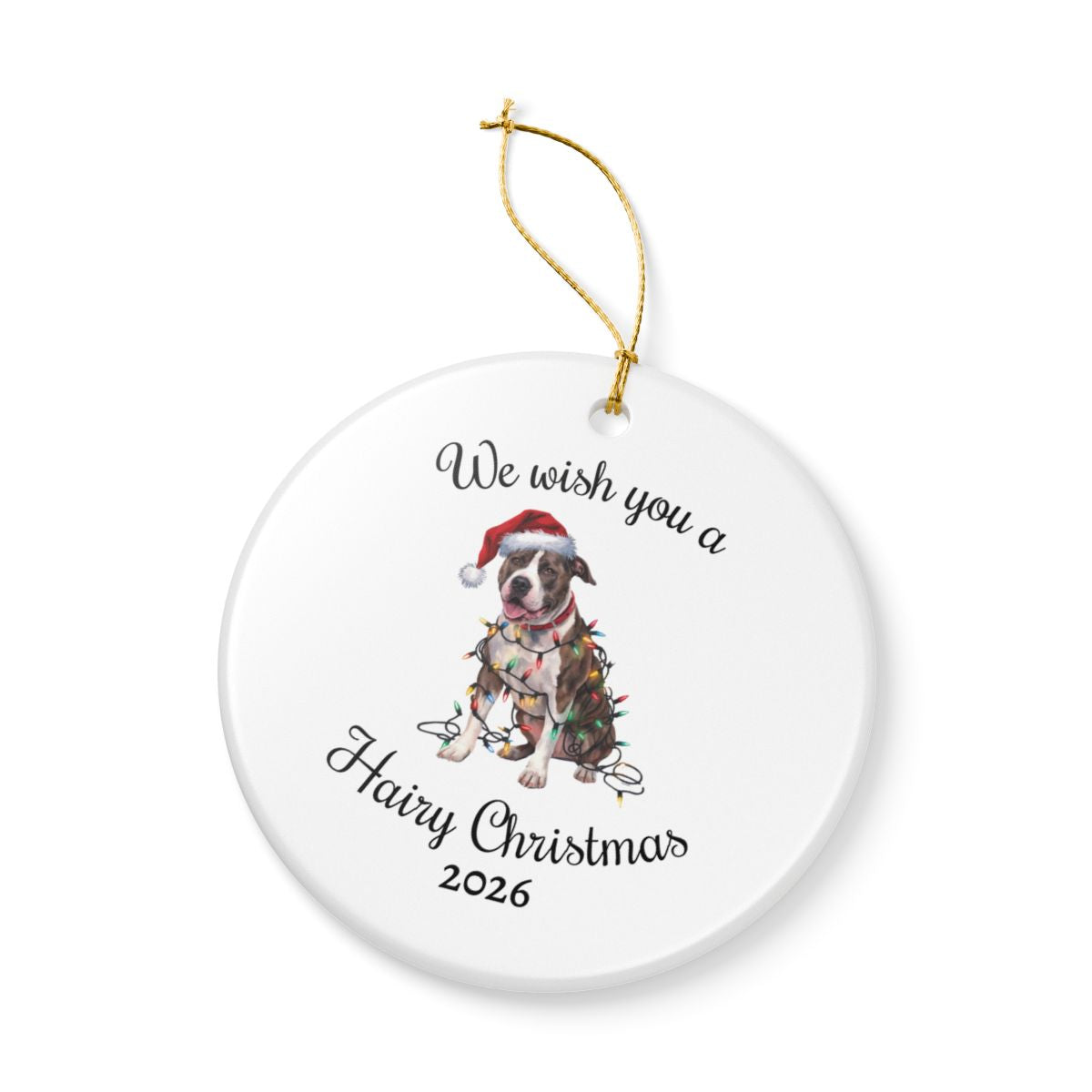 Christmas Pitbull Ornament, Christmas Lights Dog Keepsake