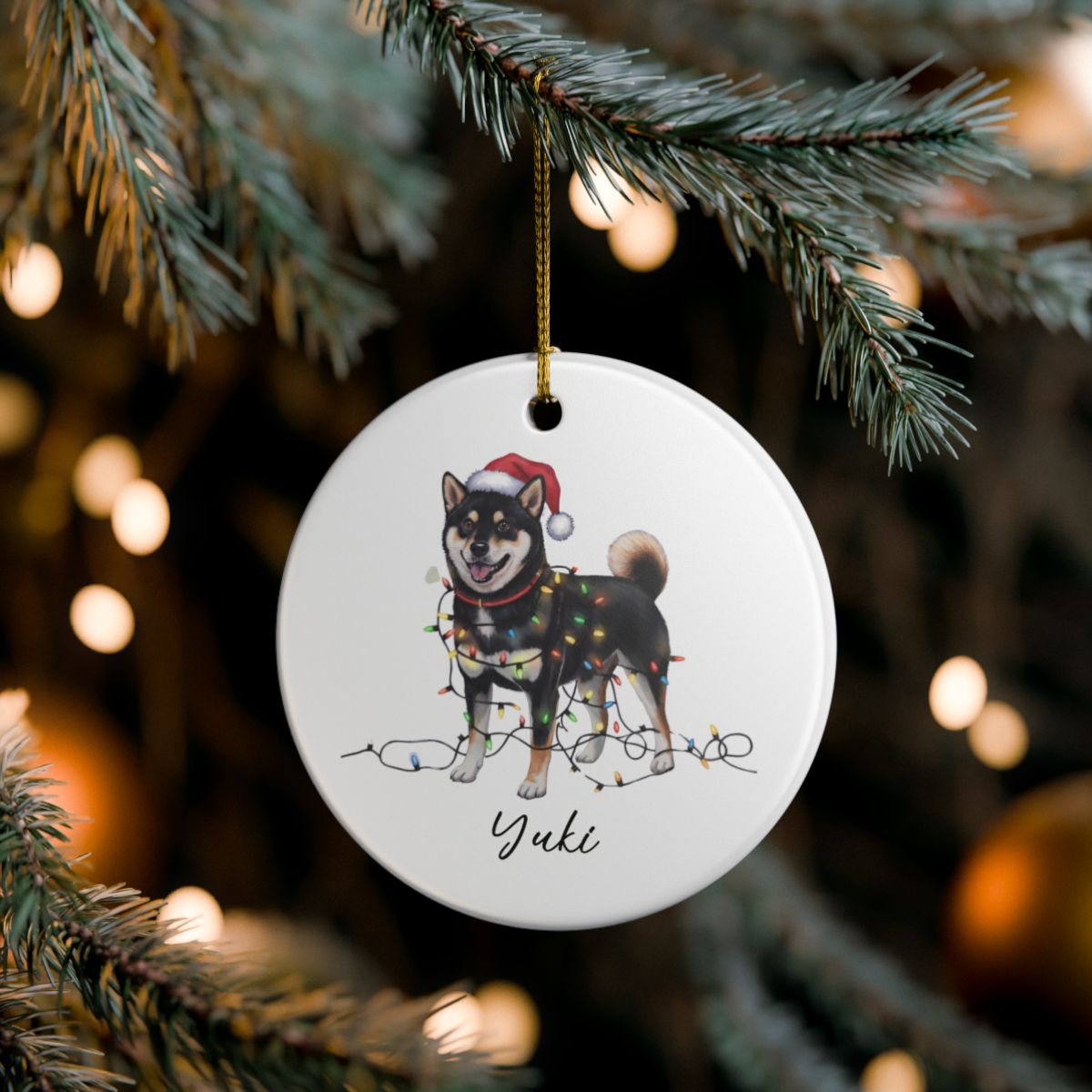 Personalized Black Shiba Inu Ornament, Custom Dog Lover Gift