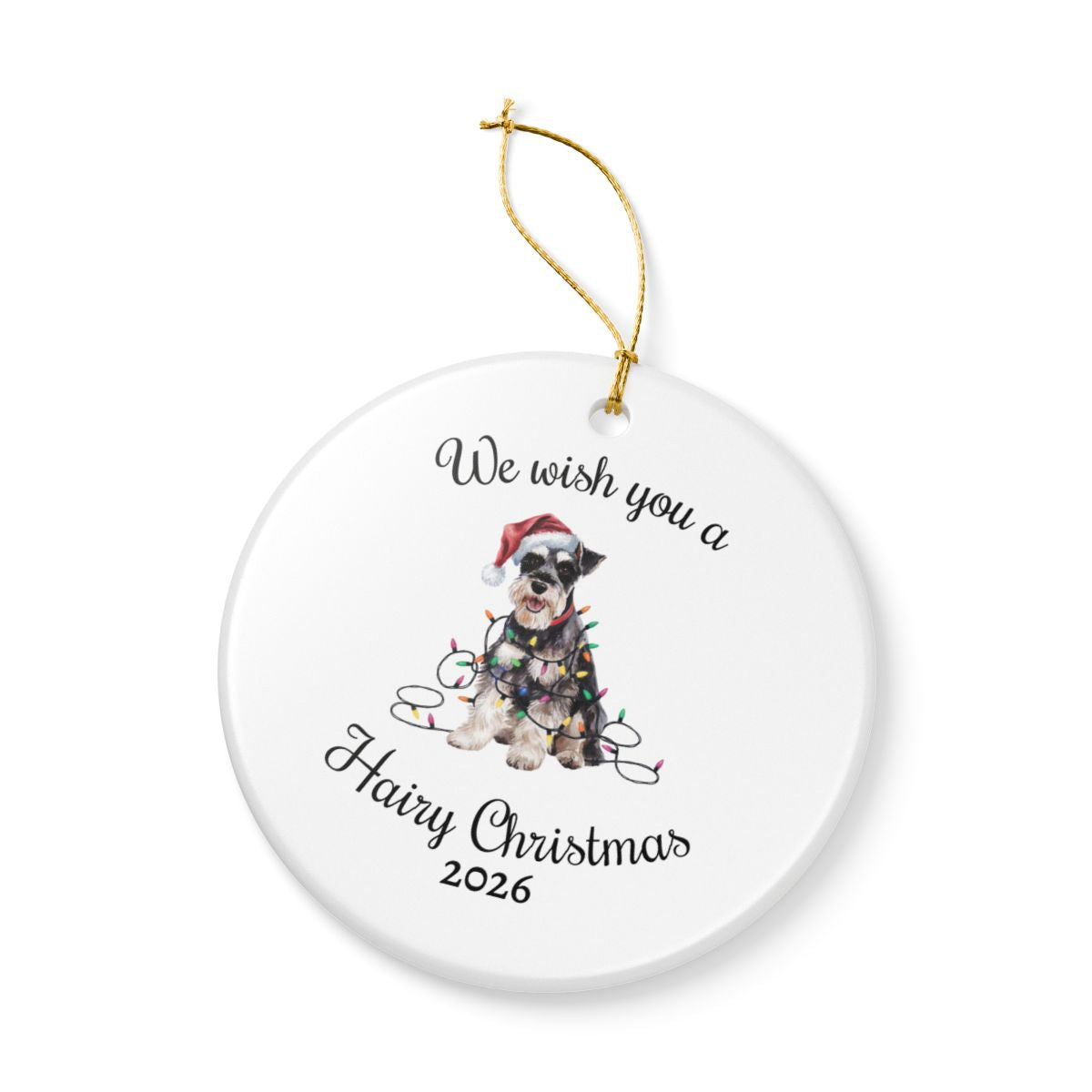 Christmas Schnauzer Ornament, Christmas Lights Dog Keepsake