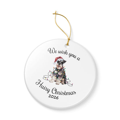 Christmas Schnauzer Ornament, Christmas Lights Dog Keepsake