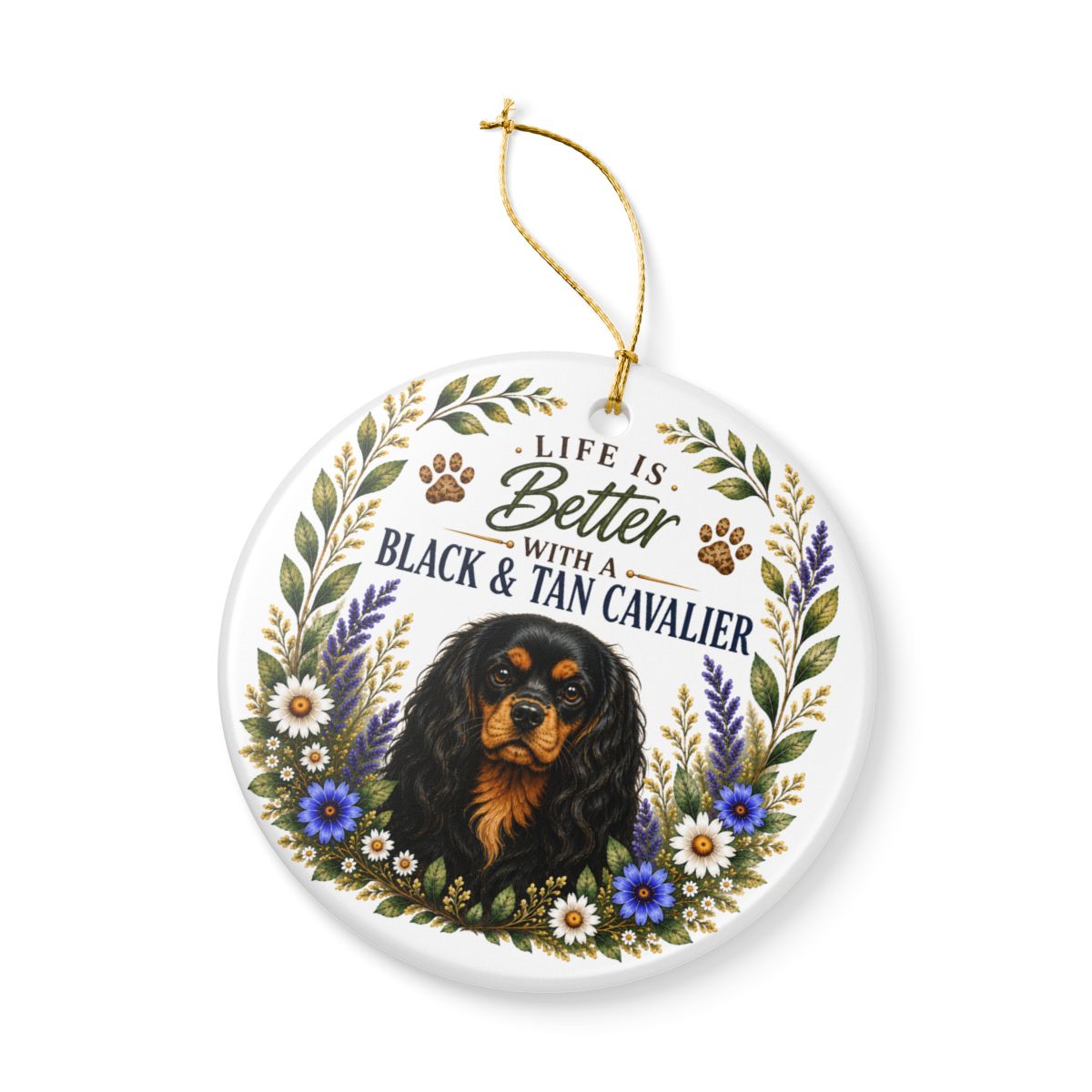 Black and Tan Cavalier Ornament, Cavalier King Charles Spaniel Gift, Dog Lover Keepsake