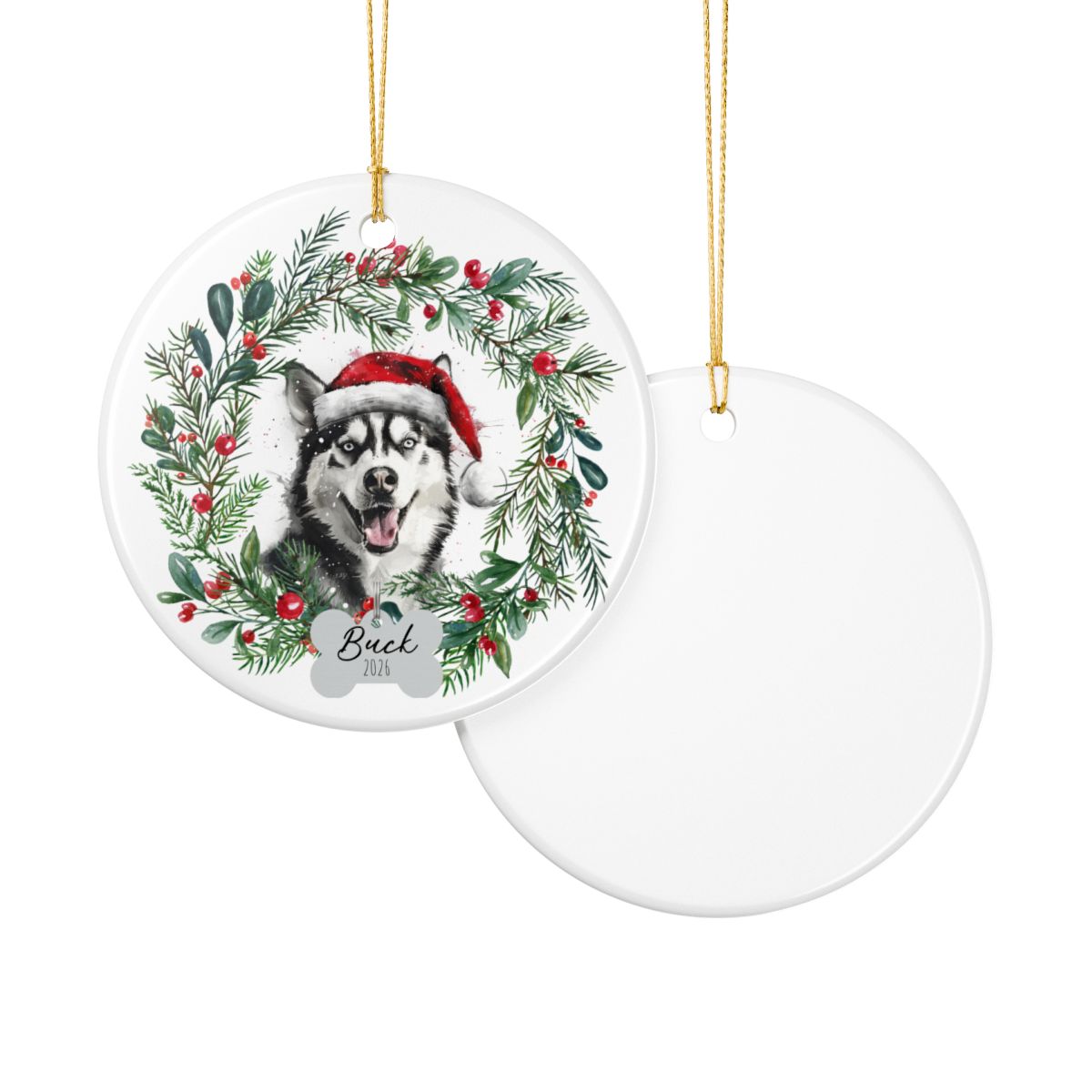 Personalized Siberian Husky Christmas Ornament