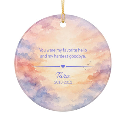 Personalized Pet Memorial Ornament, Custom Dog Photo Favorite Hello Hardest Goodbye Keepsake
