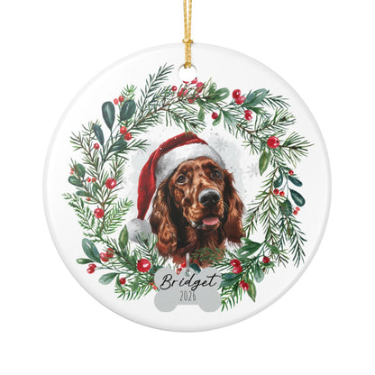 Personalized Irish Setter Christmas Ornament