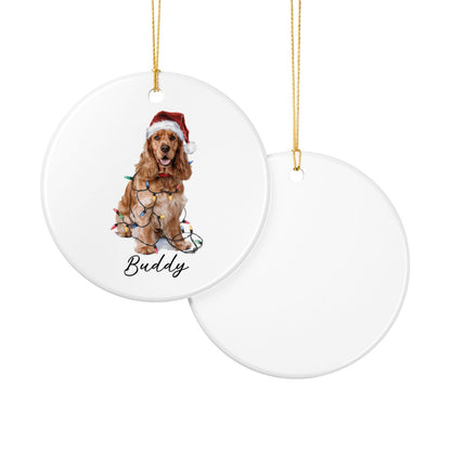Personalized Cocker Spaniel Christmas Ornament, Custom Dog Ornament, Pet Name Holiday Keepsake