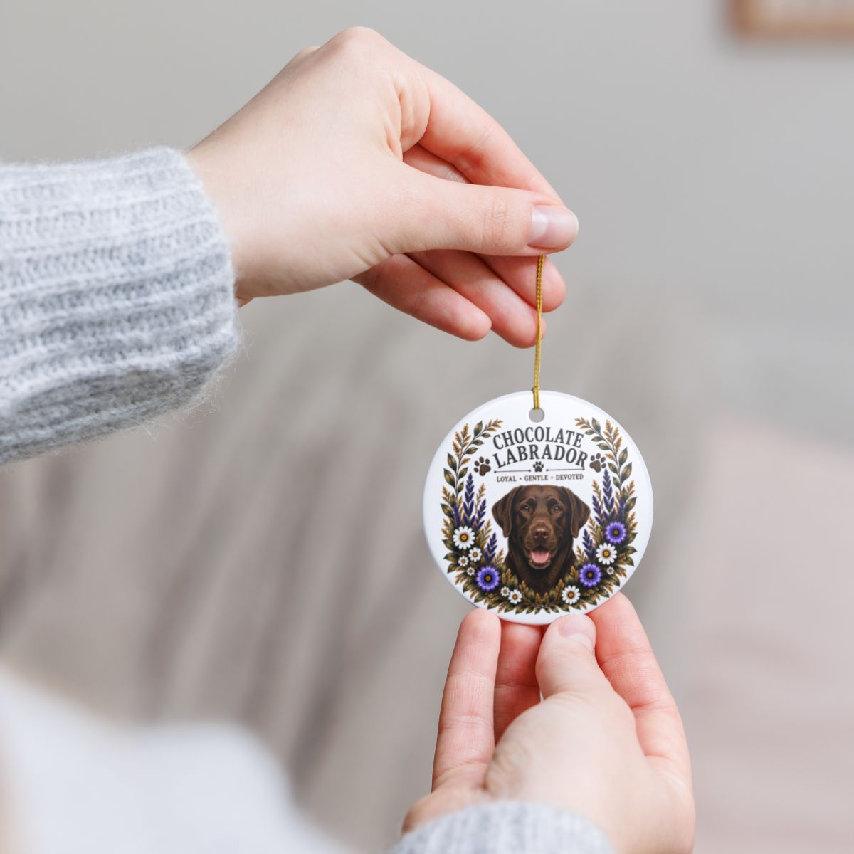 Chocolate Lab Loyal • Gentle • Devoted Ornament