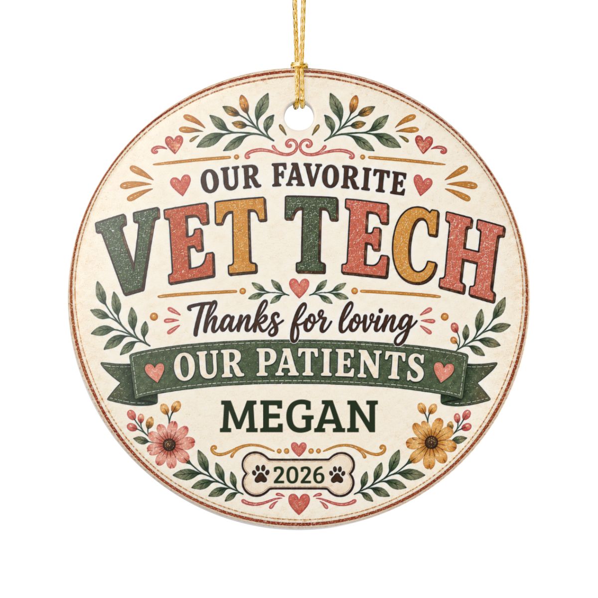 Personalized Vet Tech Ornament, Veterinary Technician Gift, Vet Clinic Coworker Christmas Gift